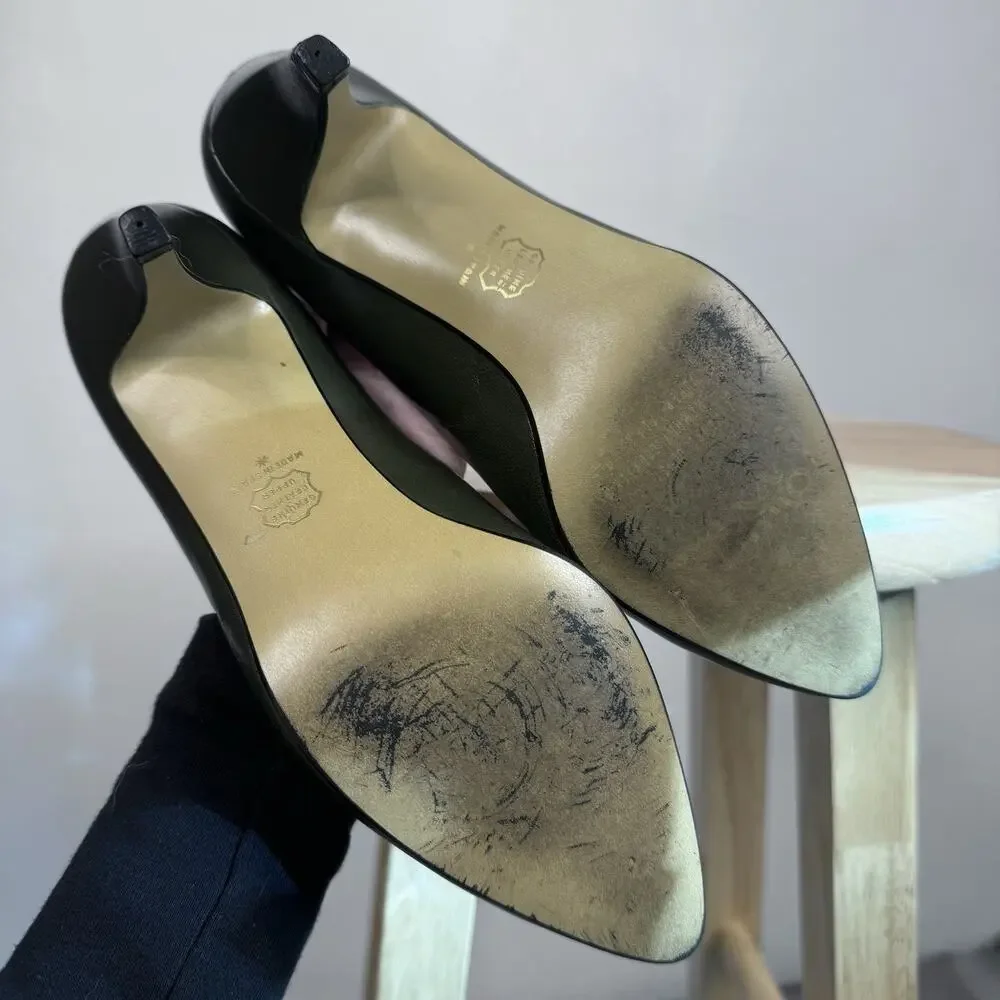 Vintage Made in Spain Nina Olive Green Pumps Heels Size 6 leather